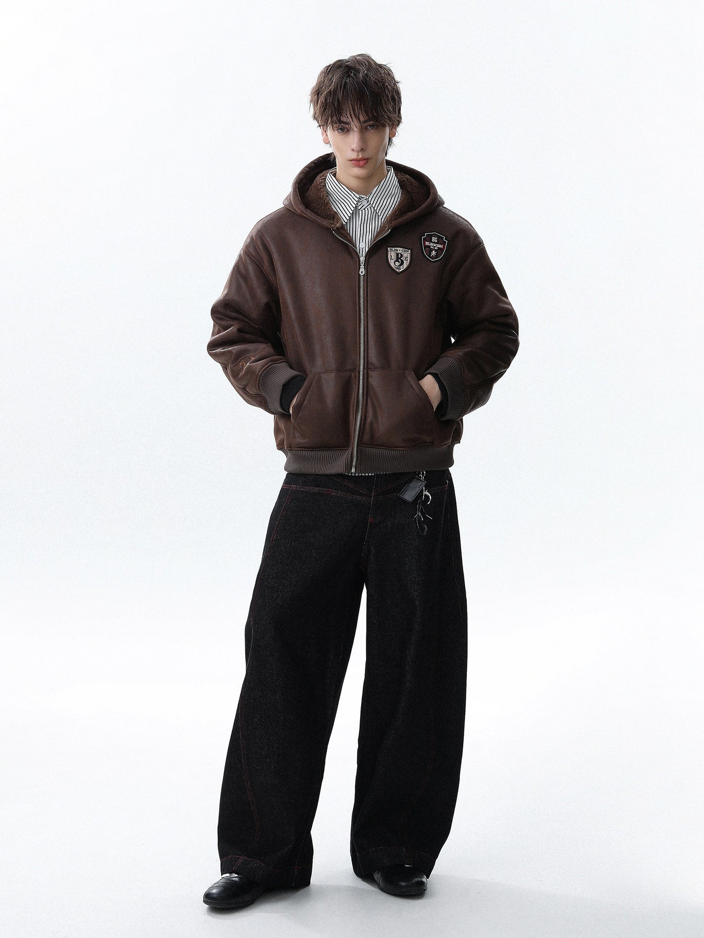 Retro College Patch Hoodie (2color)