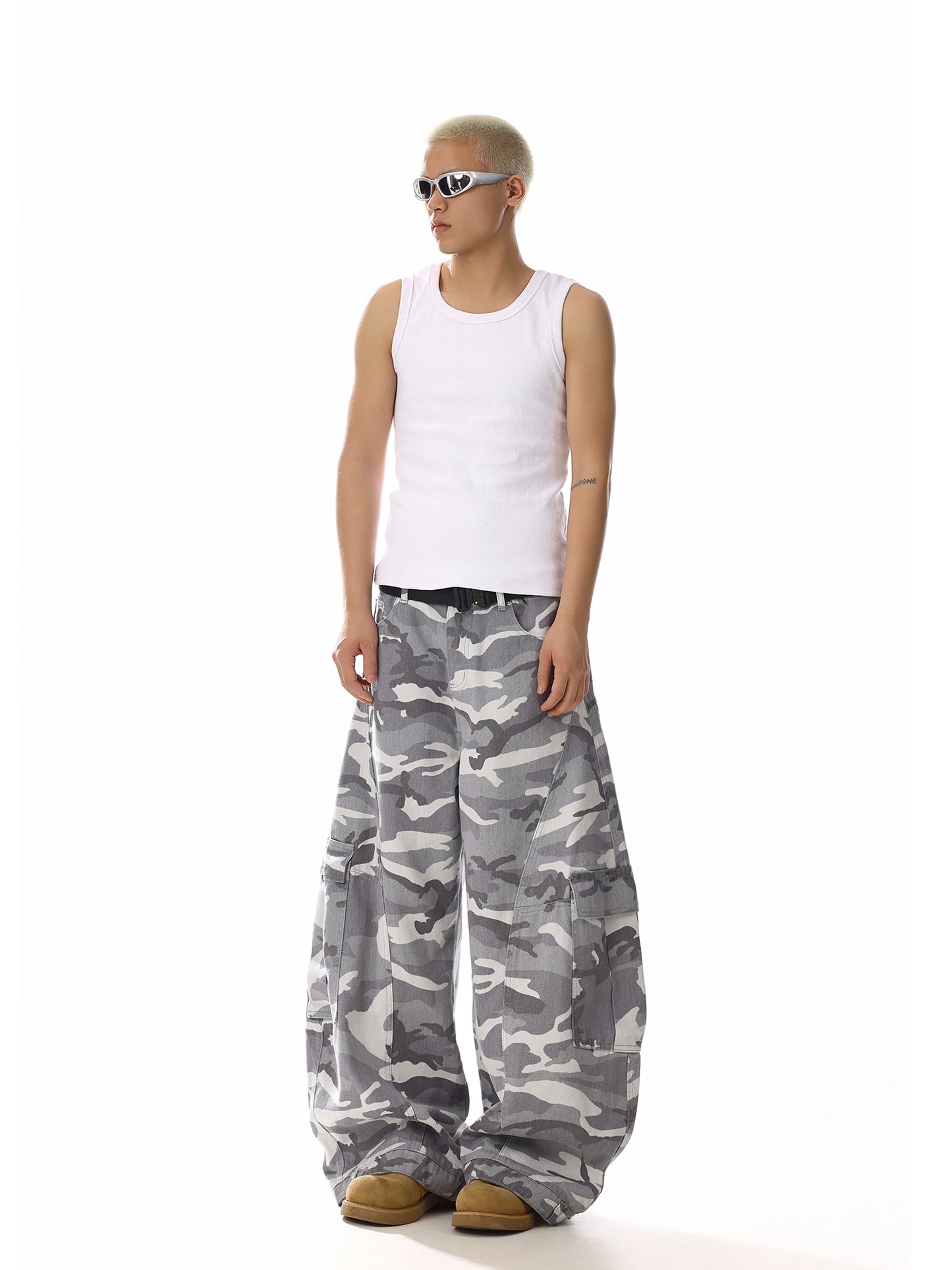 White Camoflage Cargo Denim