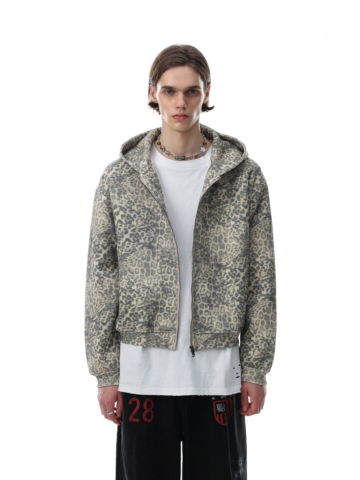 Heavy Leopard Boxy Zip-Hoodie