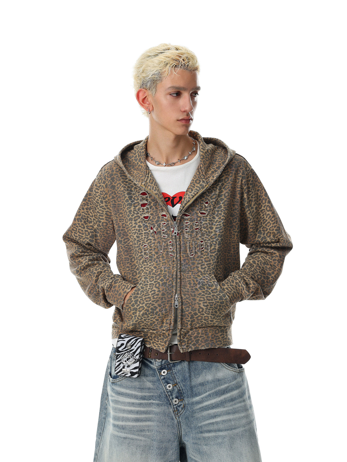 Raw-Vibe Leopard Heavyweight Sweat Hoodie