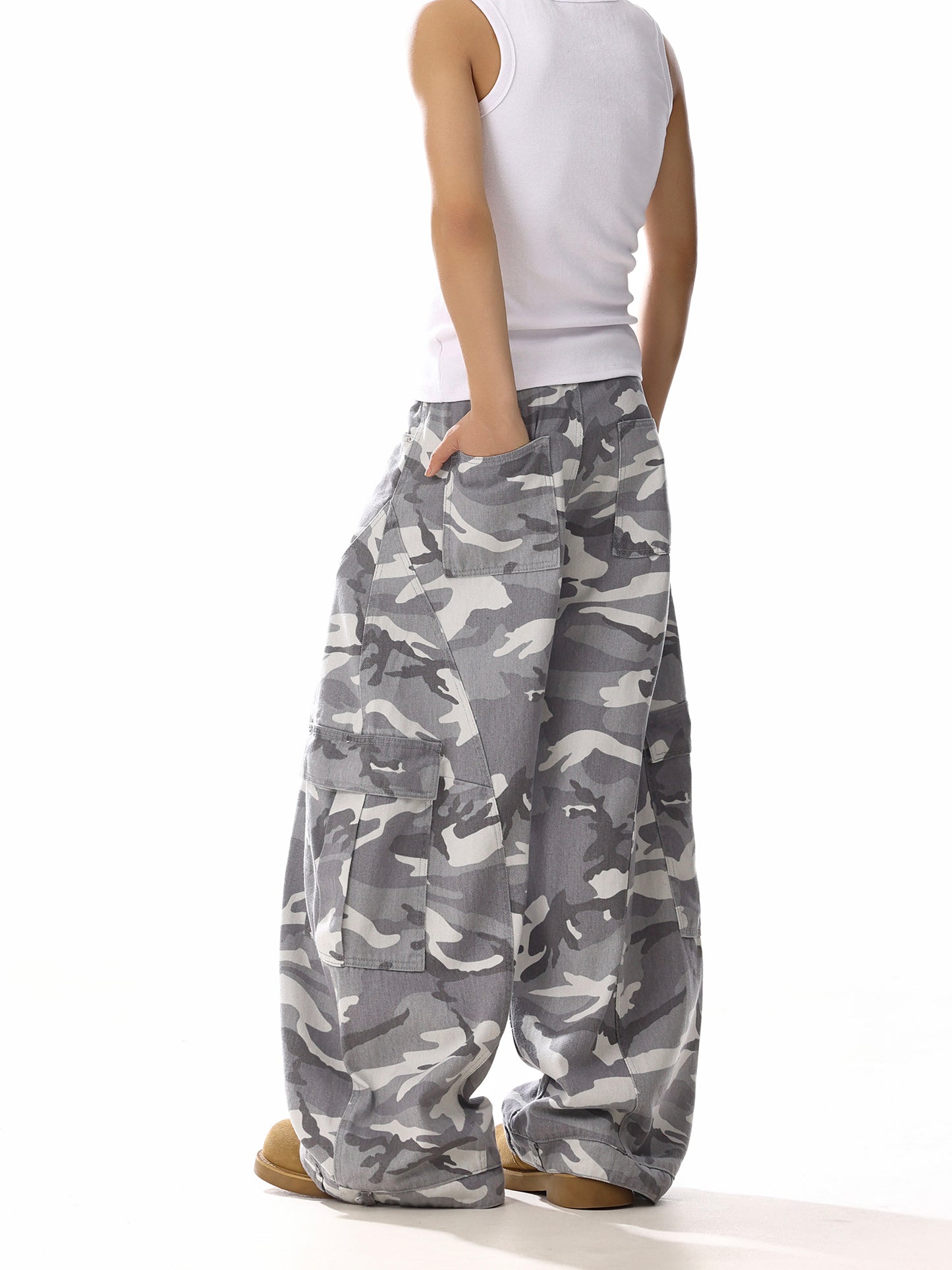 White Camoflage Cargo Denim