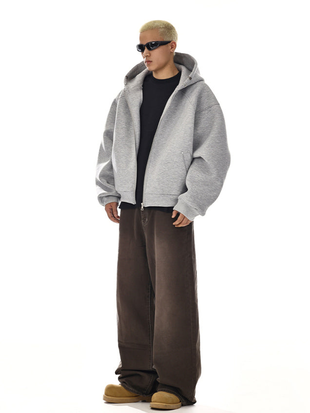 Pierced Boxy Zip Hoodie (2color)