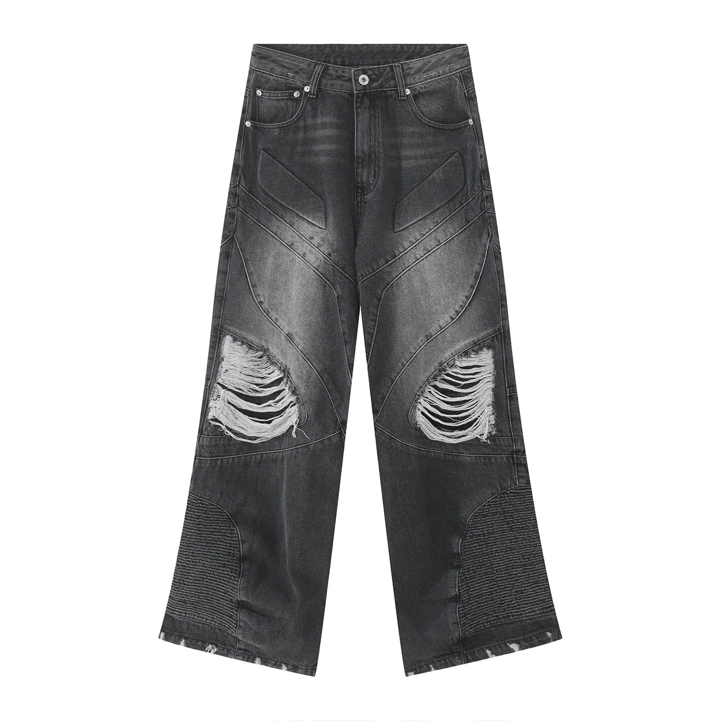 VINTAGE DISTRESSESD DESIGN WIDE DENIM