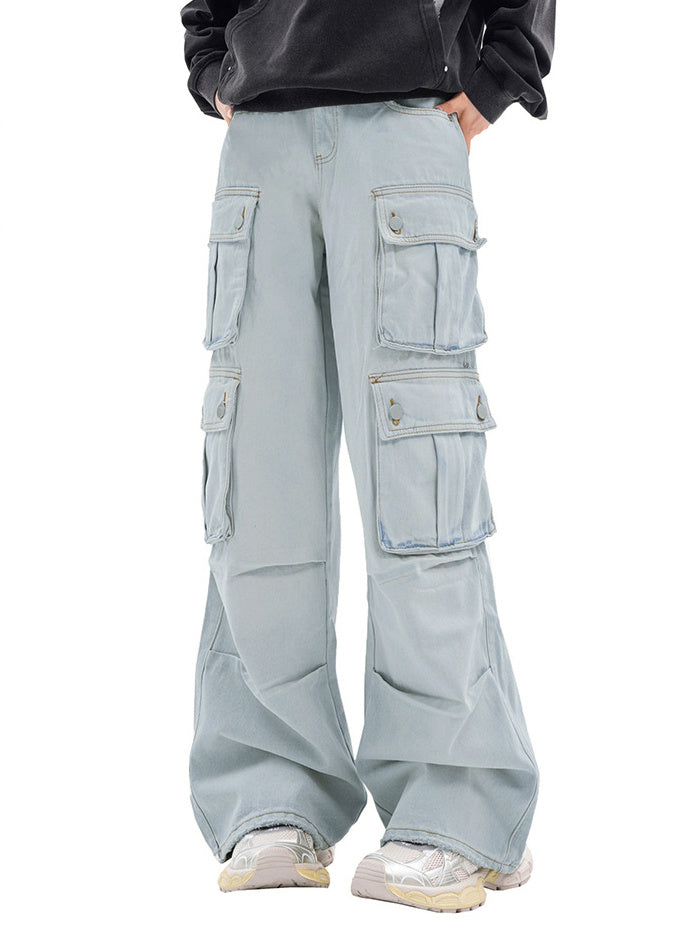 Baggy Denim Cargo Pants (2color)