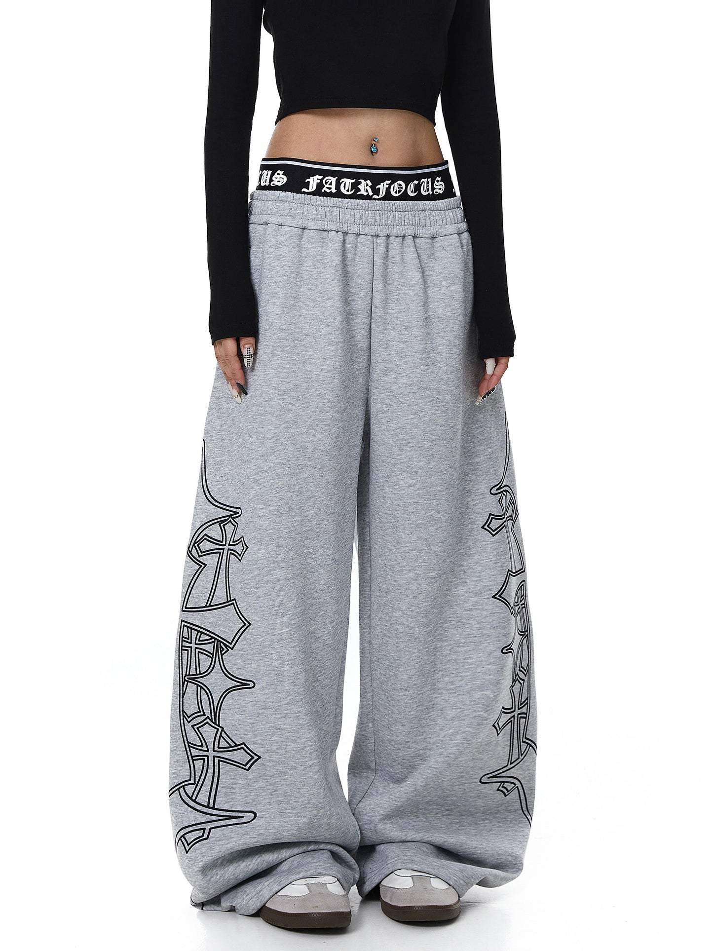 Waistband Cross Graphic Sweatpants (2color)