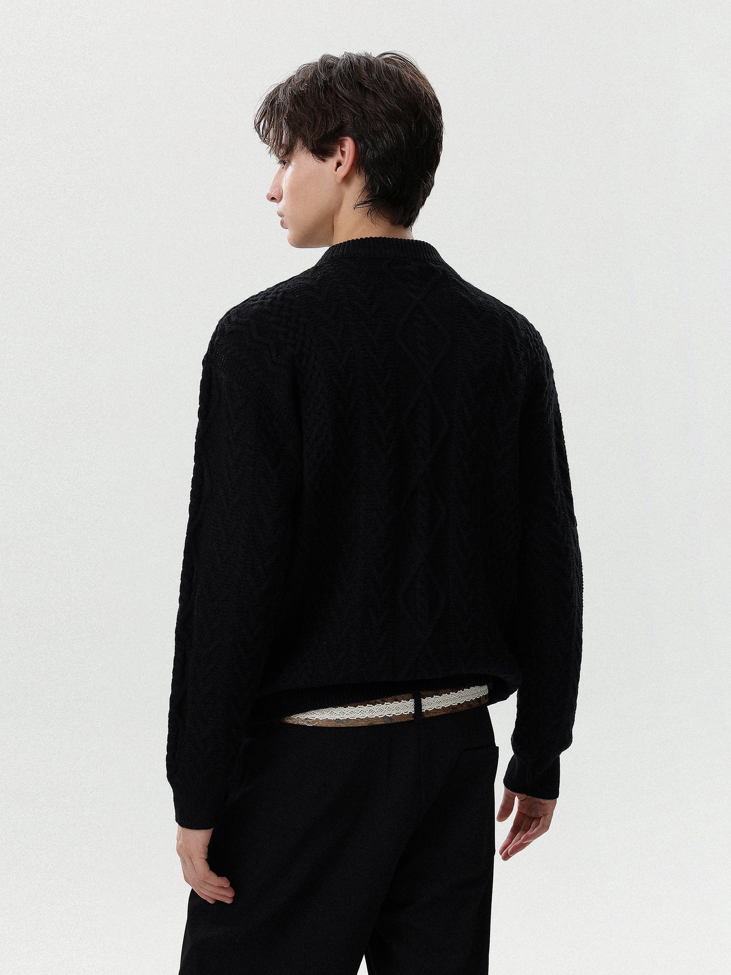 Henley Cable Knit Sweater (2color)