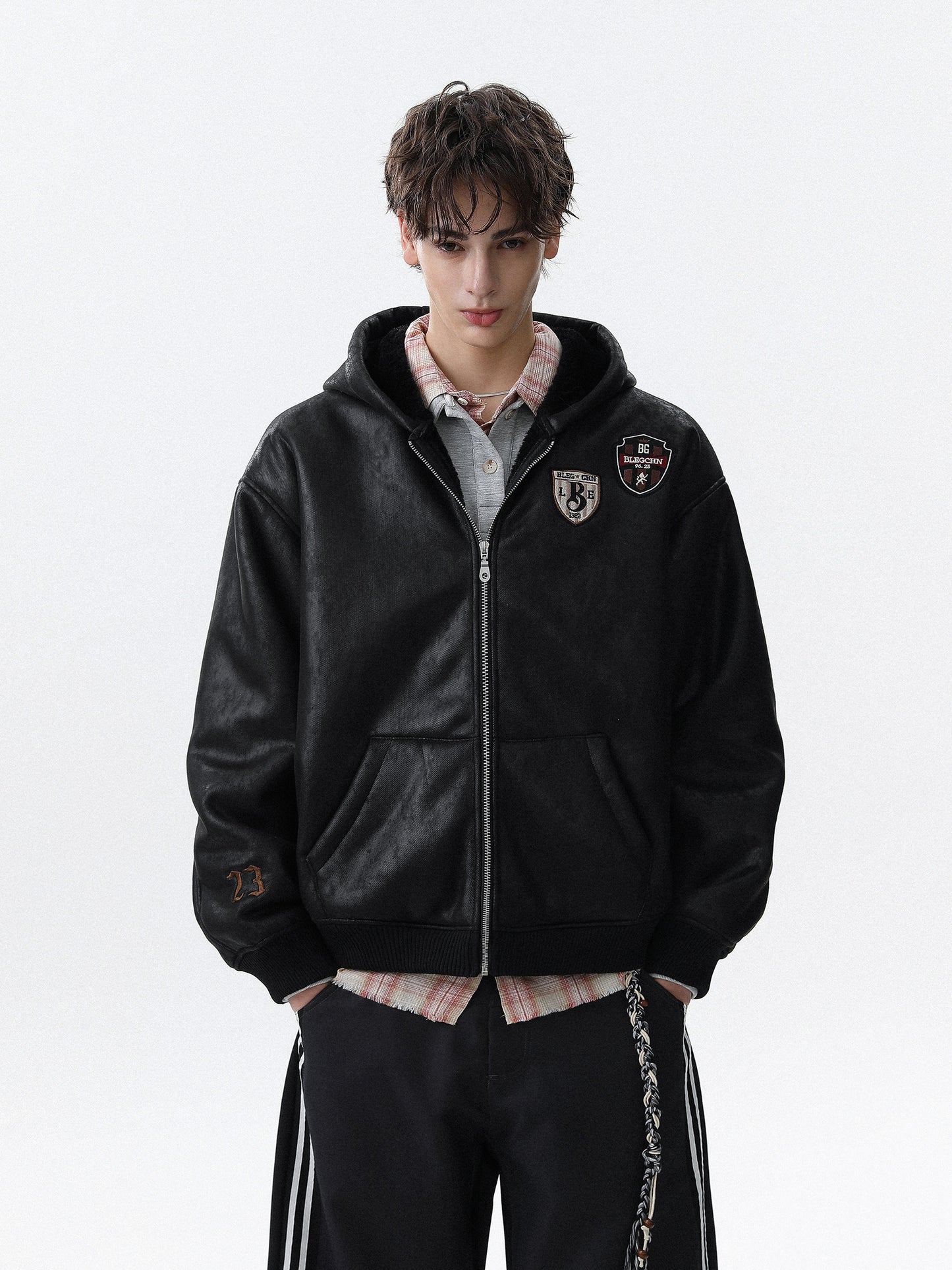 Retro College Patch Hoodie (2color)