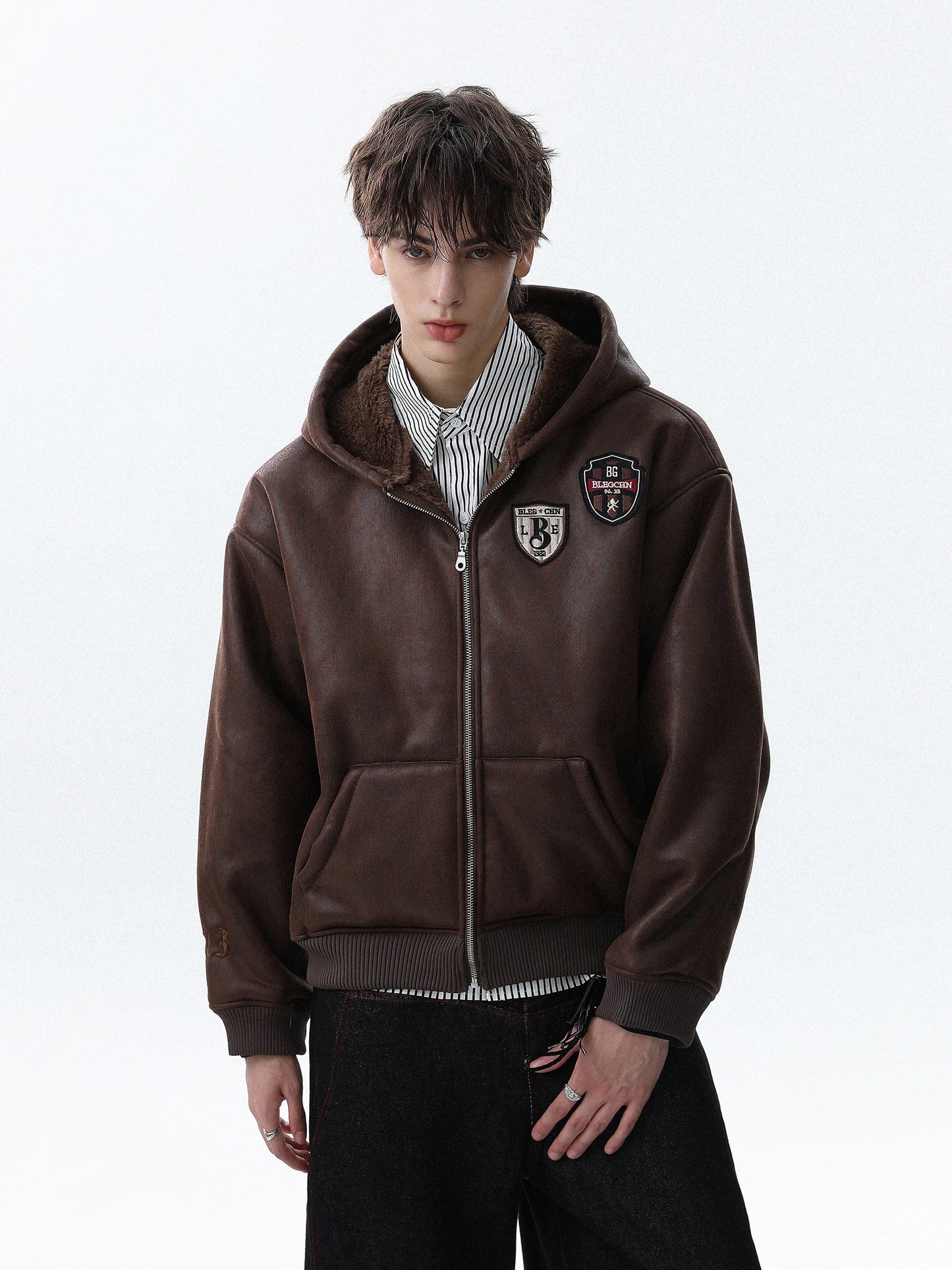 Retro College Patch Hoodie (2color)