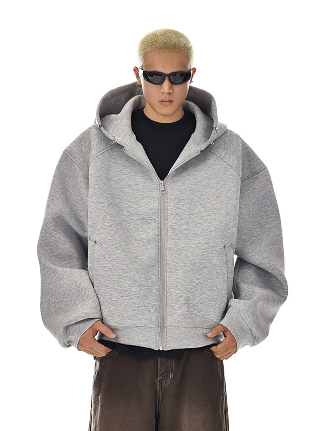 Pierced Boxy Zip Hoodie (2color)