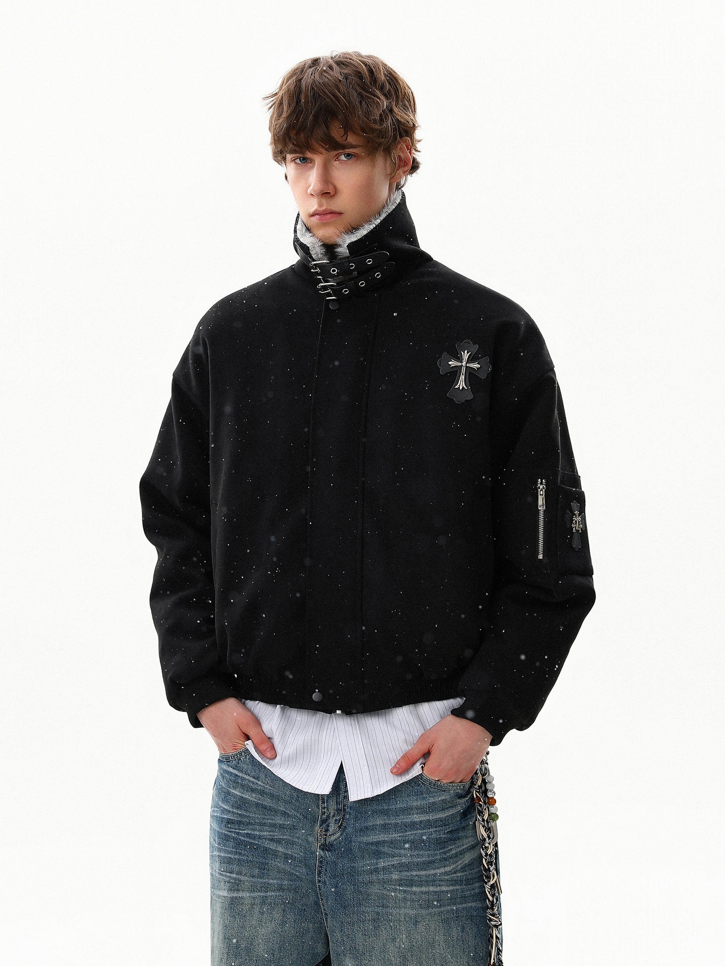 Cross Buckle Fur Jacket (2color)