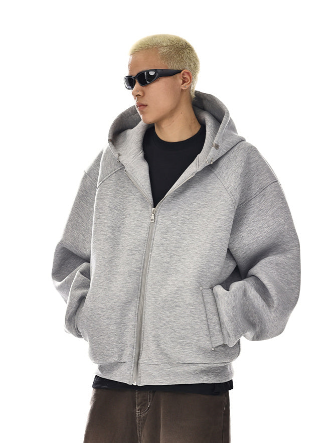 Pierced Boxy Zip Hoodie (2color)