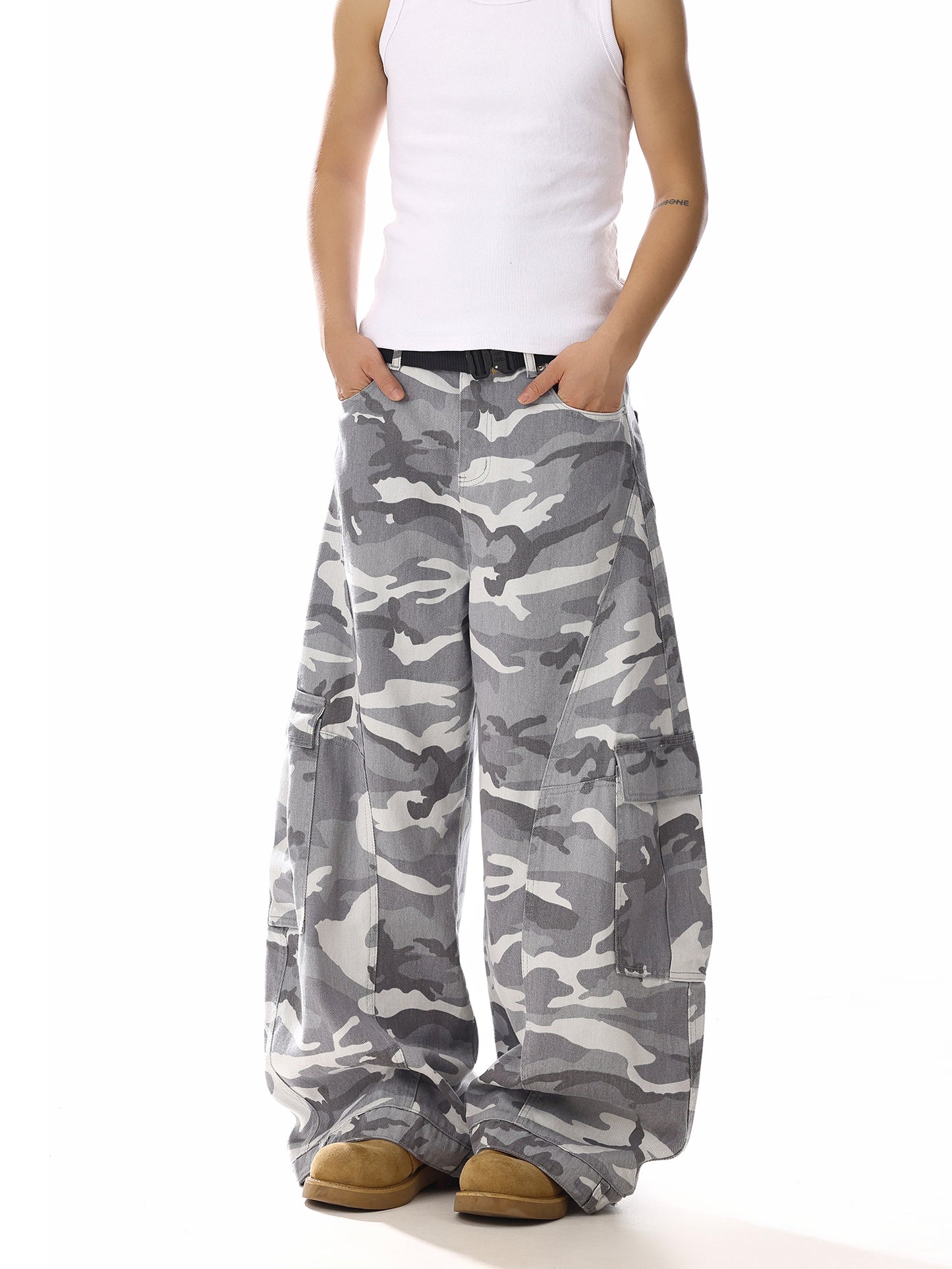 White Camoflage Cargo Denim