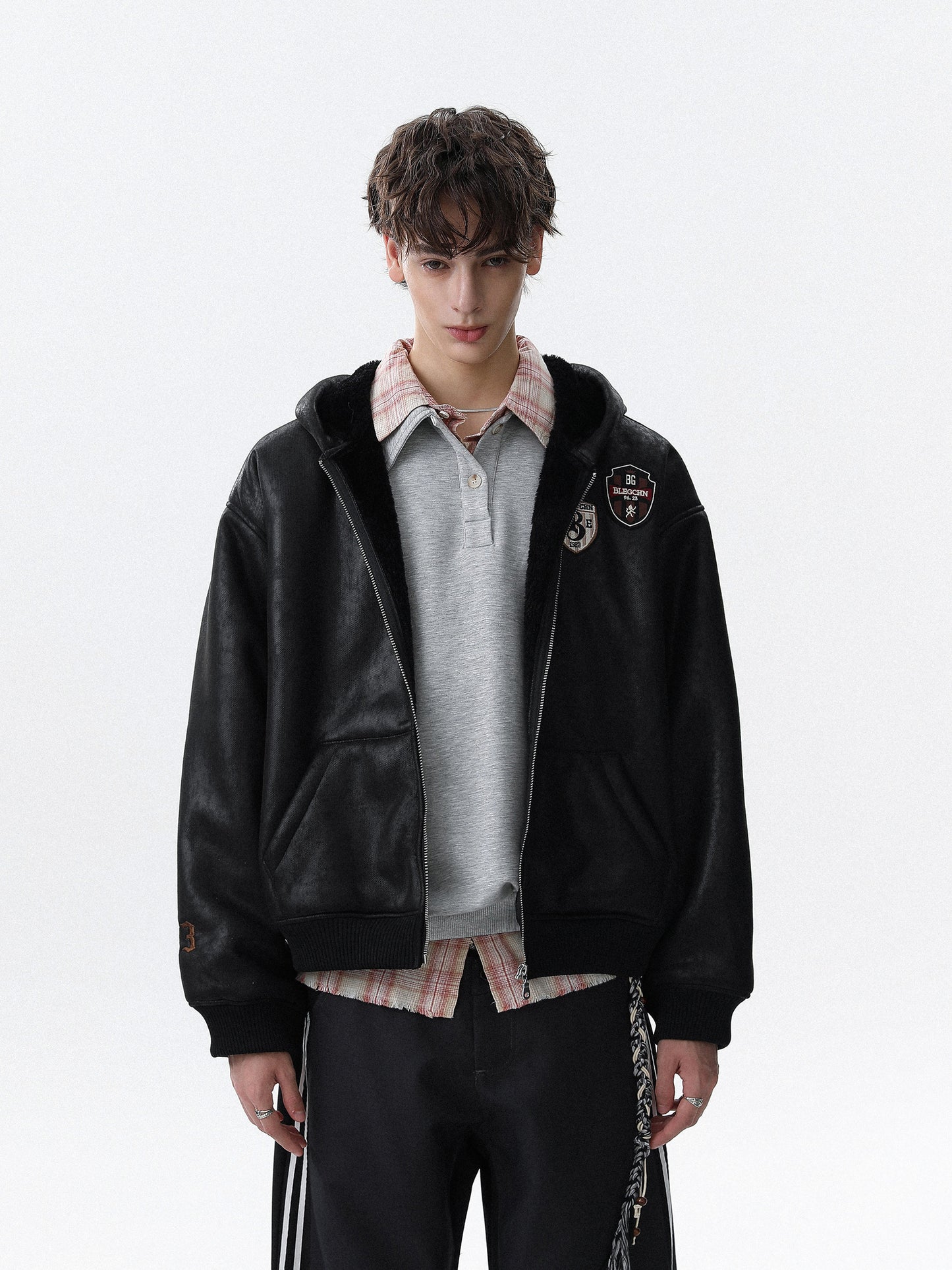 Retro College Patch Hoodie (2color)