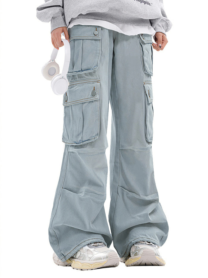 Baggy Denim Cargo Pants (2color)