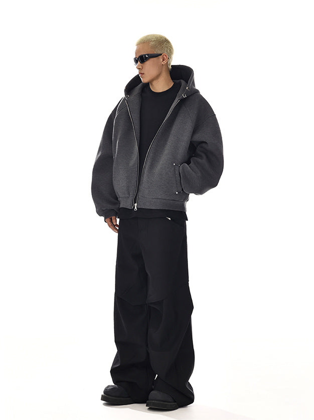 Pierced Boxy Zip Hoodie (2color)