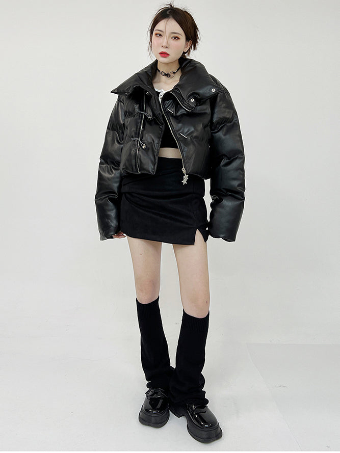 Cropped Shiny Down Jacket