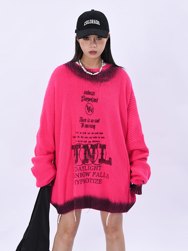 Sentence Gradation Knit Sweater (3color)