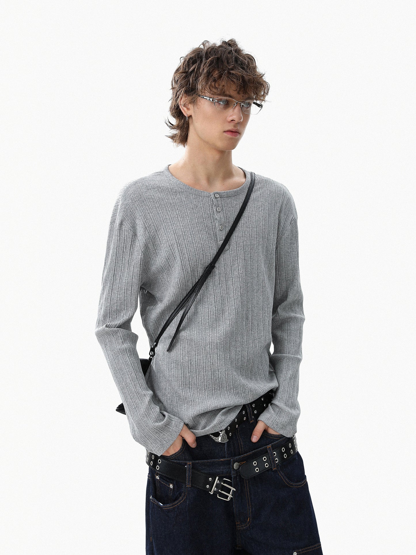 Rib Henlyneck Long Tee (3color)