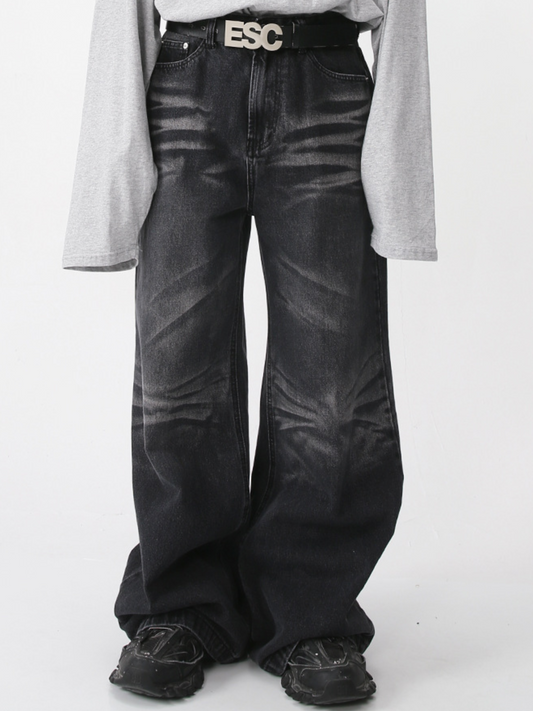 Washed Whisker Wide Denim (2color)