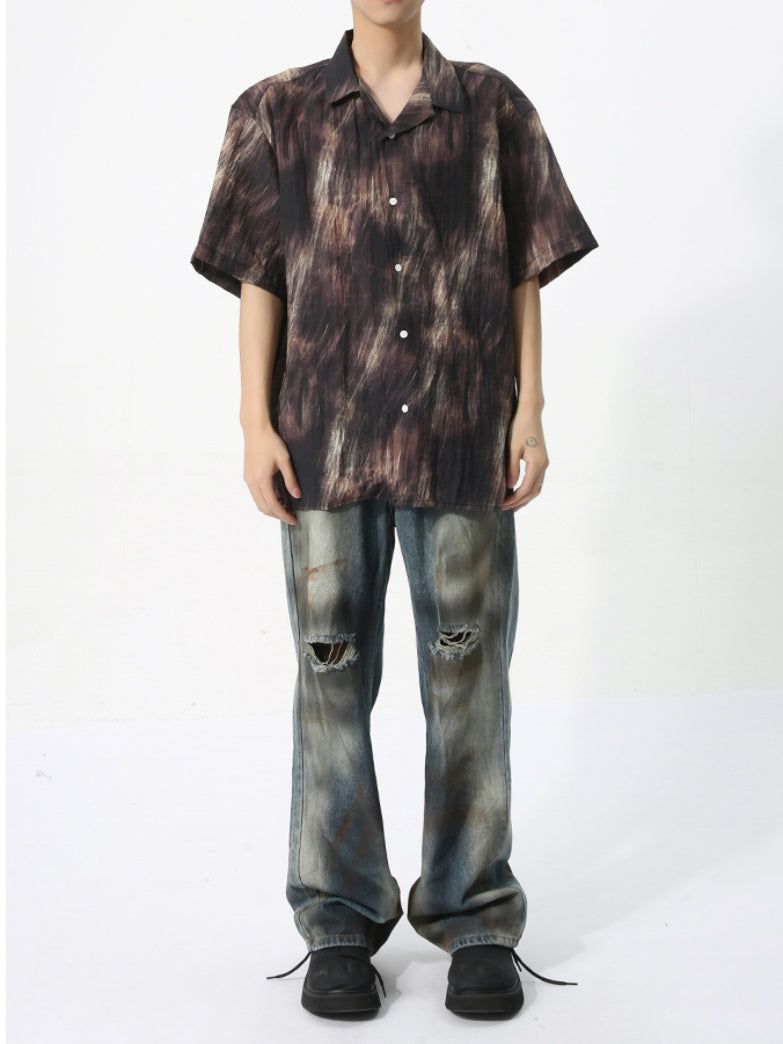 Tie Dye Open coller Shirt (2color)