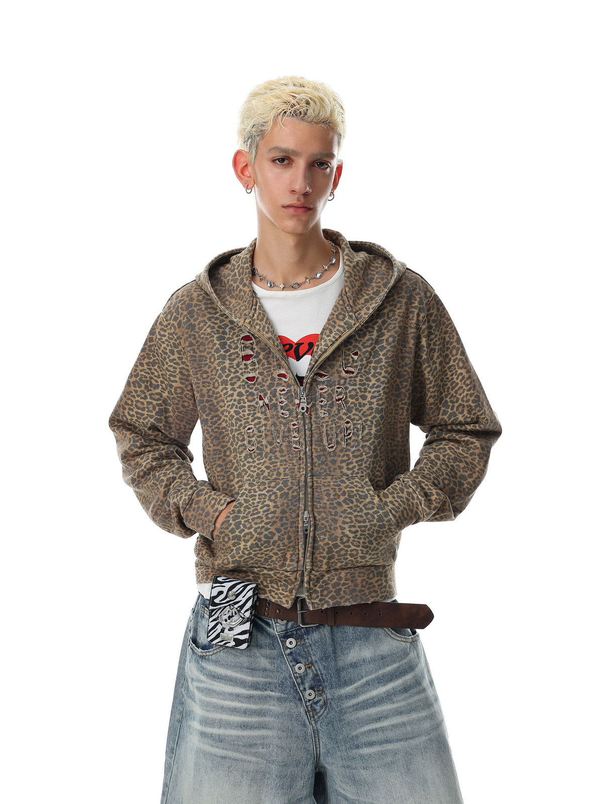 Raw-Vibe Leopard Heavyweight Sweat Hoodie