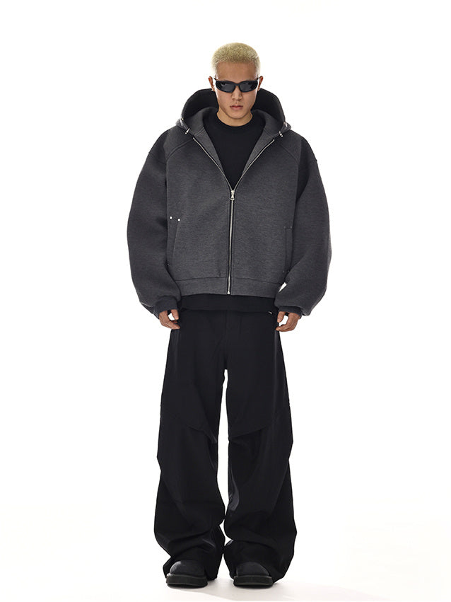 Pierced Boxy Zip Hoodie (2color)