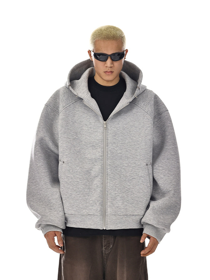 Pierced Boxy Zip Hoodie (2color)
