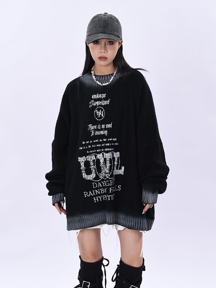 Sentence Gradation Knit Sweater (3color)