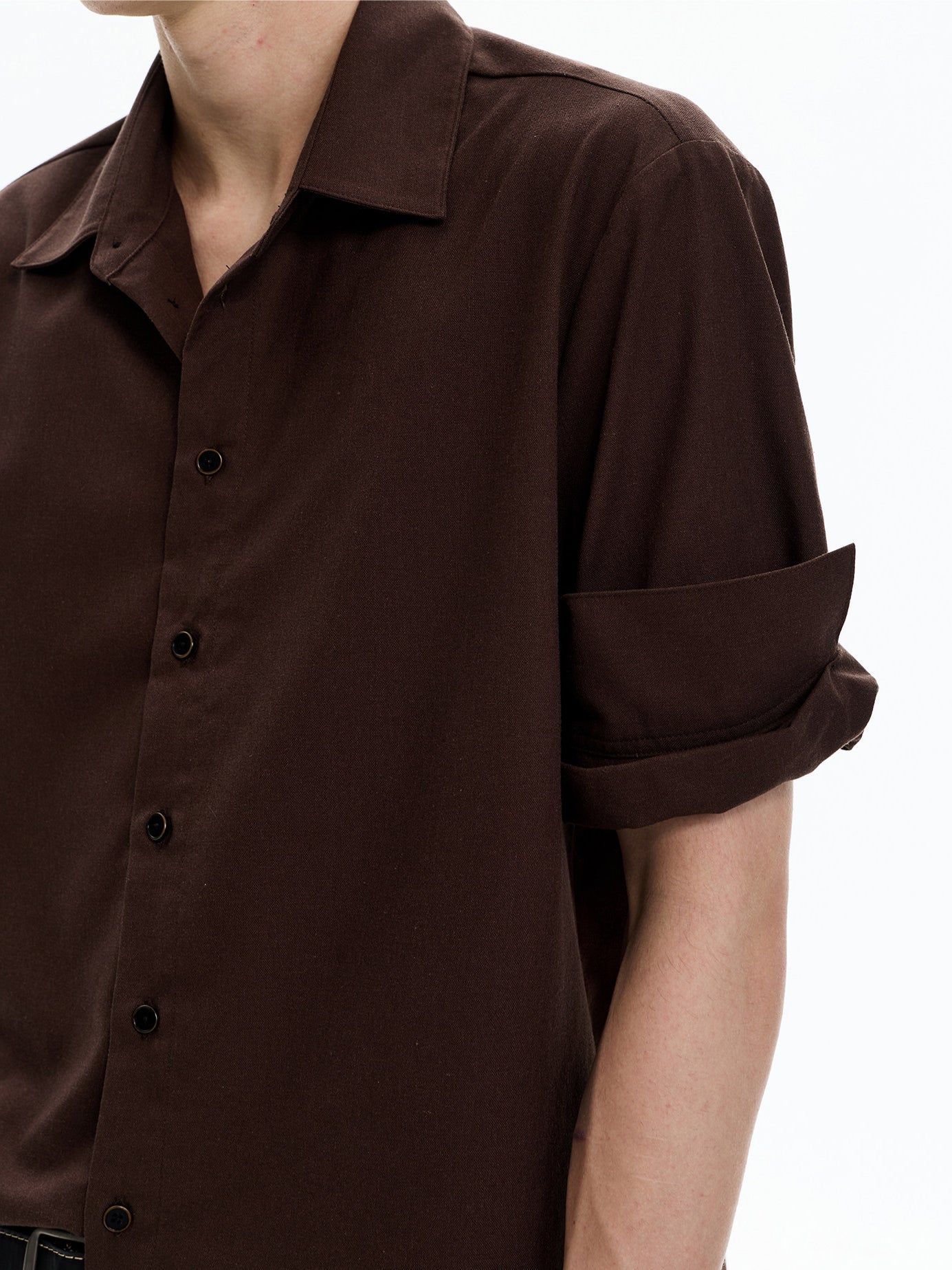 Linen Blend Rolled-Sleeve Shirt (3colors)