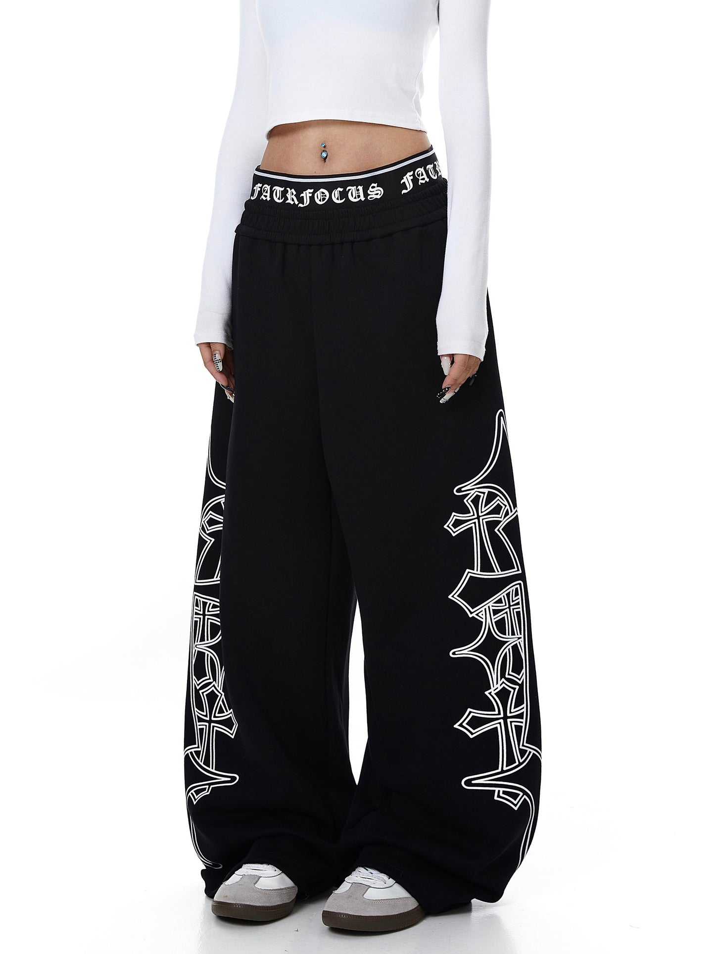 Waistband Cross Graphic Sweatpants (2color)