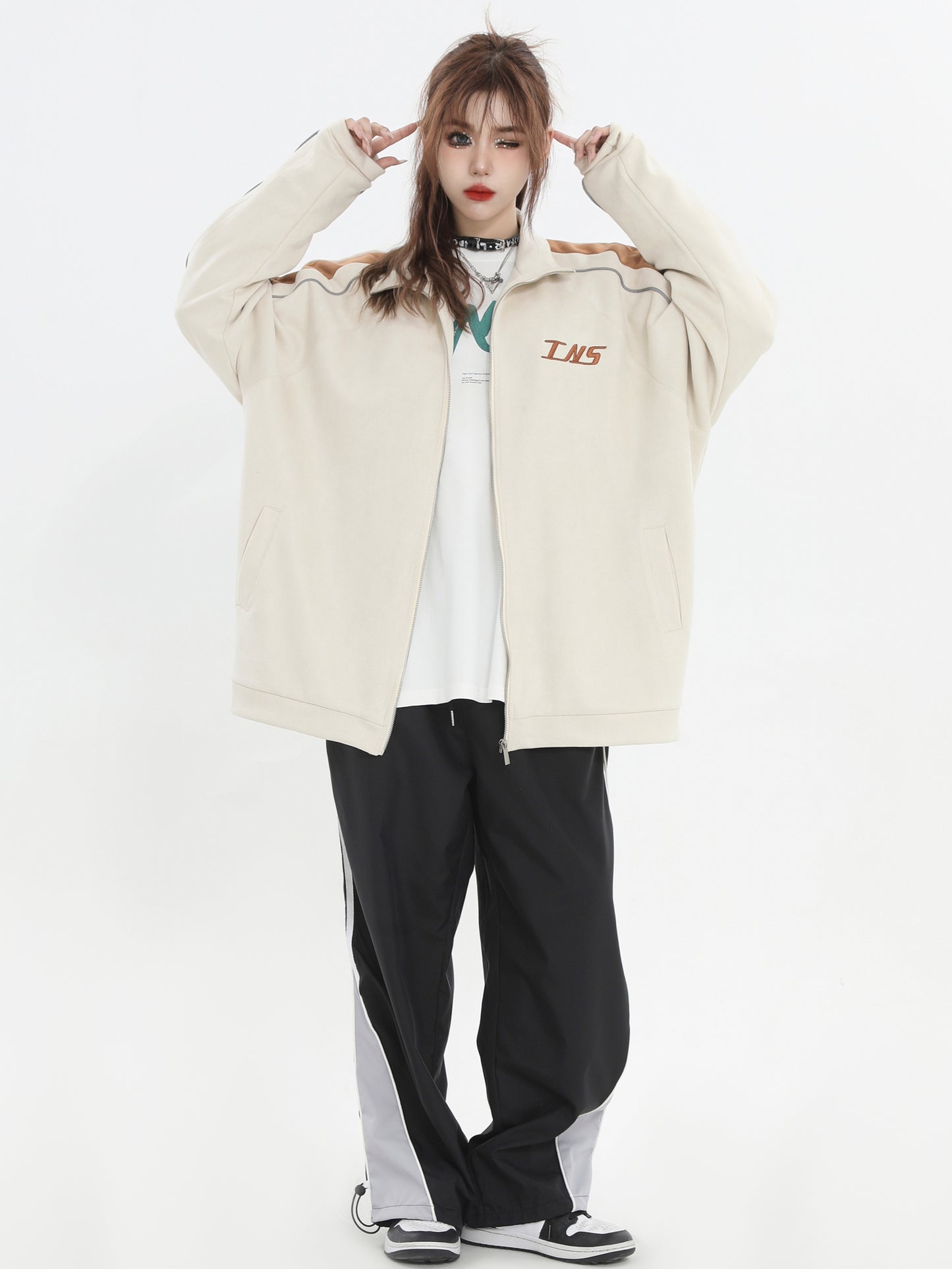 FLEECE LINE ZIPPER BLOUSON (2COLOR)