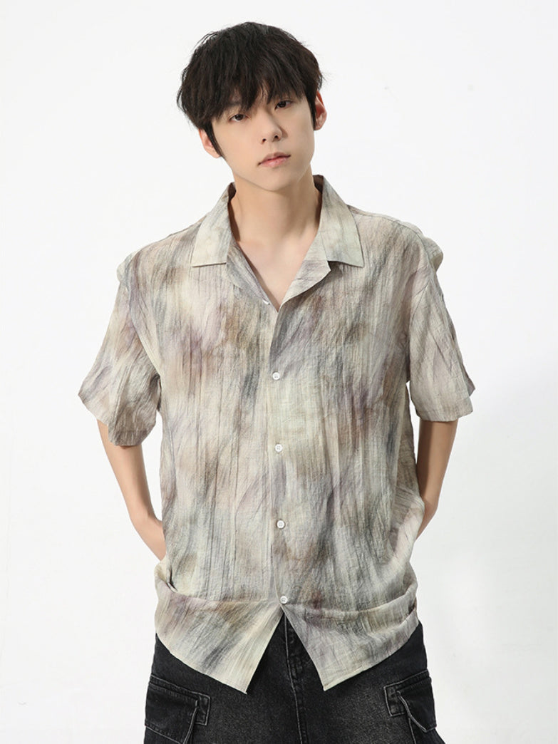 Tie Dye Open coller Shirt (2color)