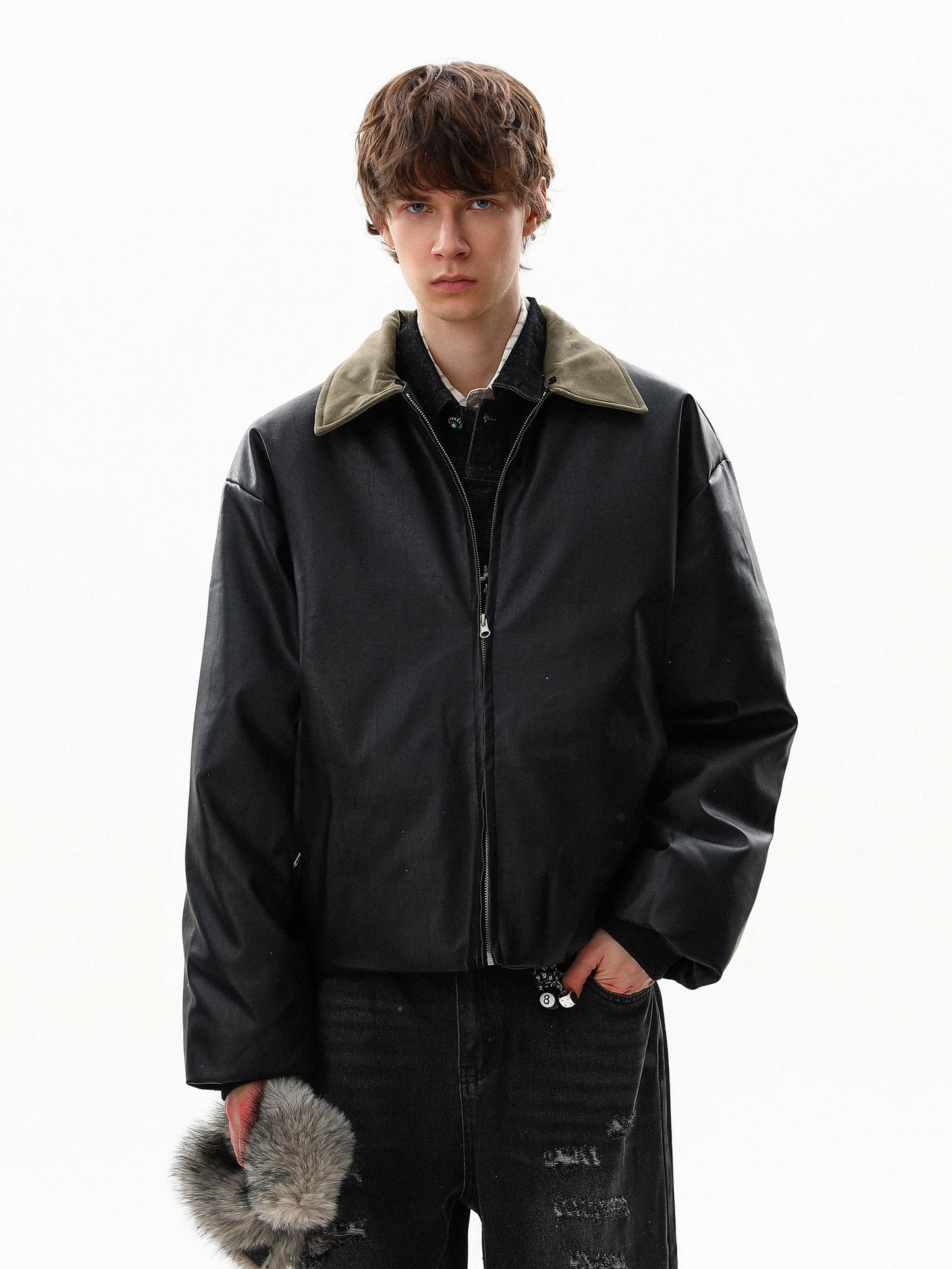 Fur Collar Leather Blouson