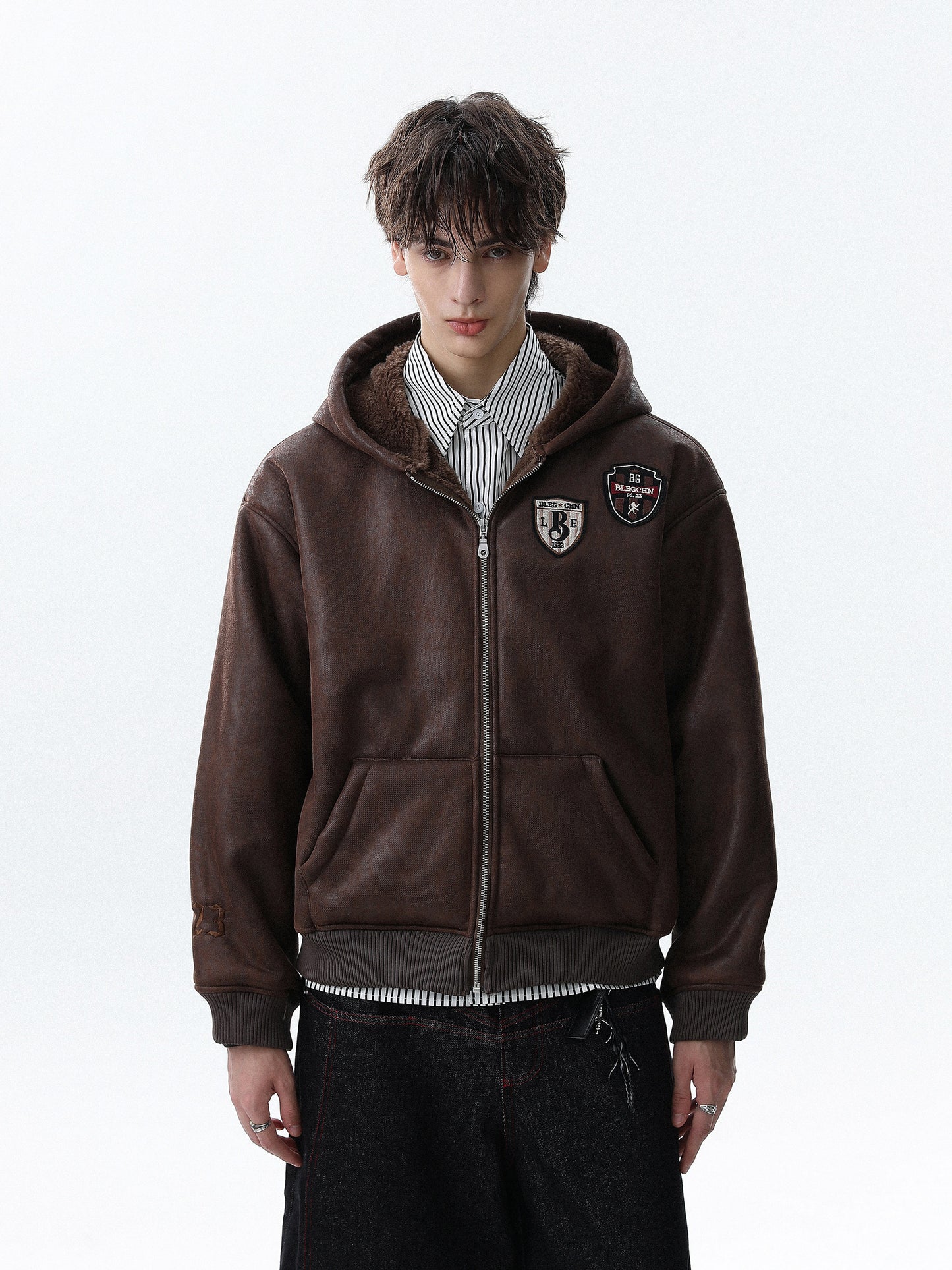 Retro College Patch Hoodie (2color)