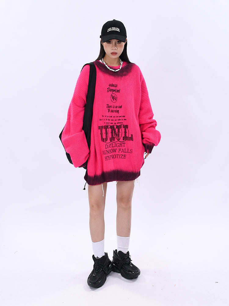 Sentence Gradation Knit Sweater (3color)