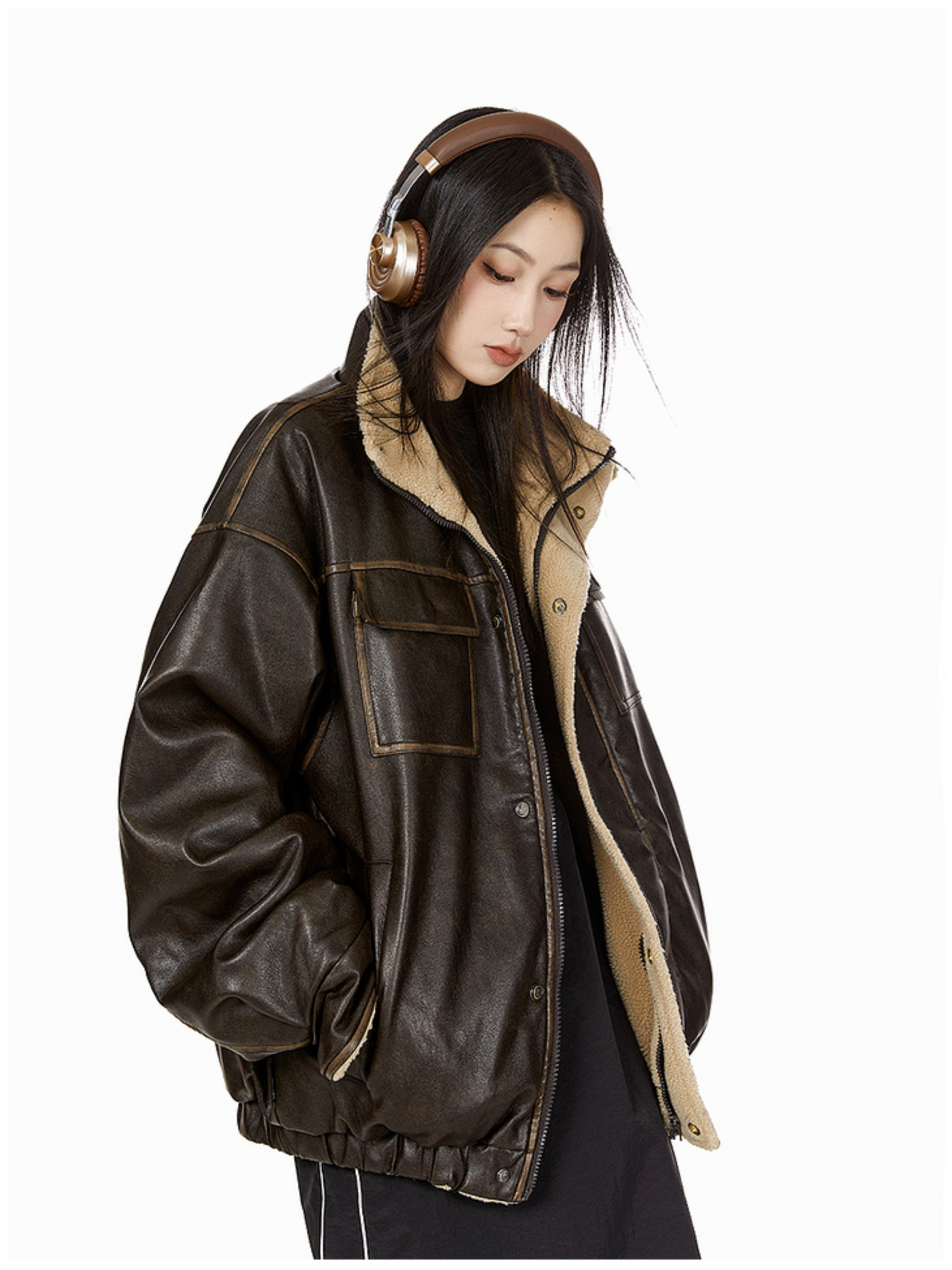 Boa Lining Leather Jacket (3color)