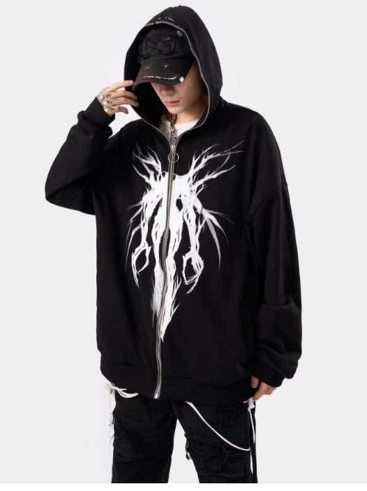 DEVIL MOTIF OVERSIZE HOODIE