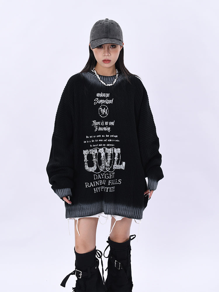 Sentence Gradation Knit Sweater (3color)