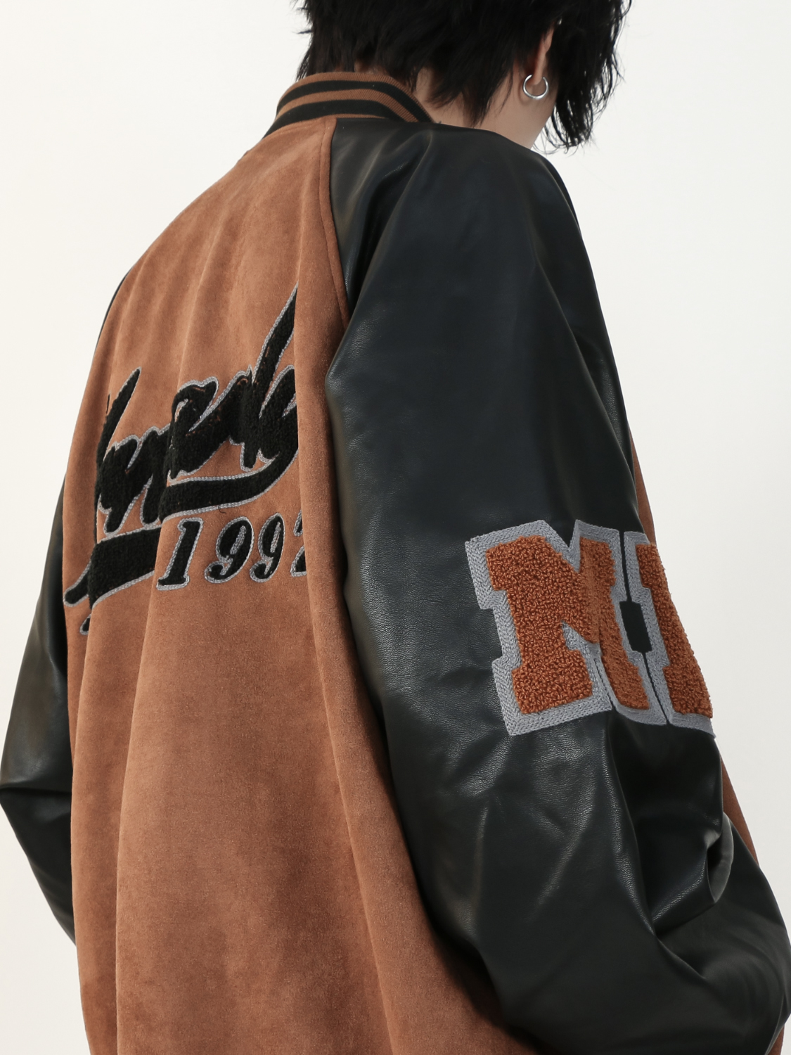 Leather Stadium Jacket (2color)