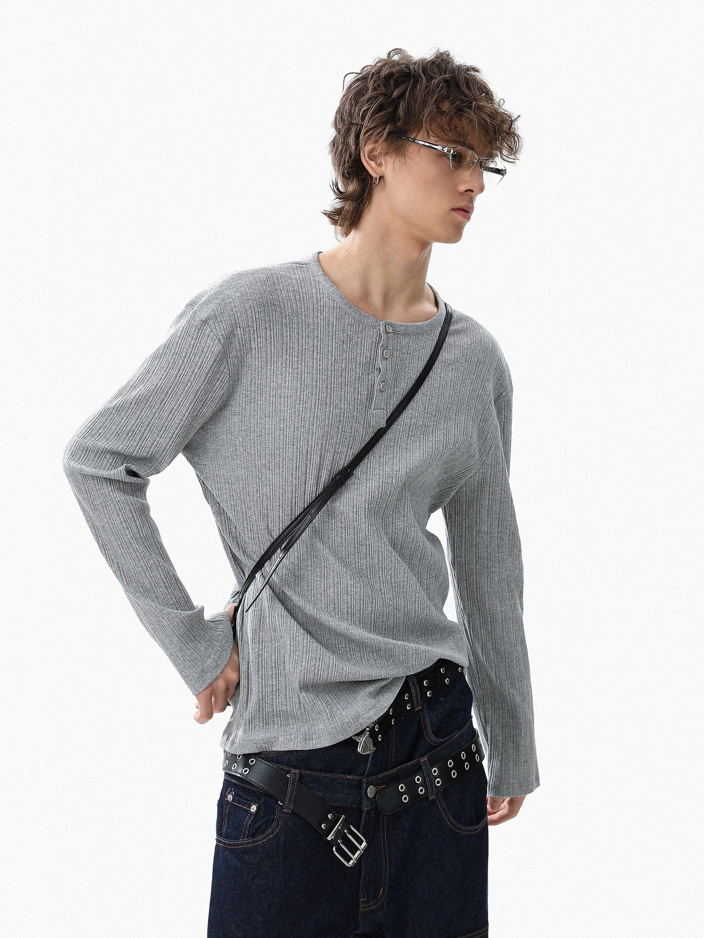 Rib Henlyneck Long Tee (3color)