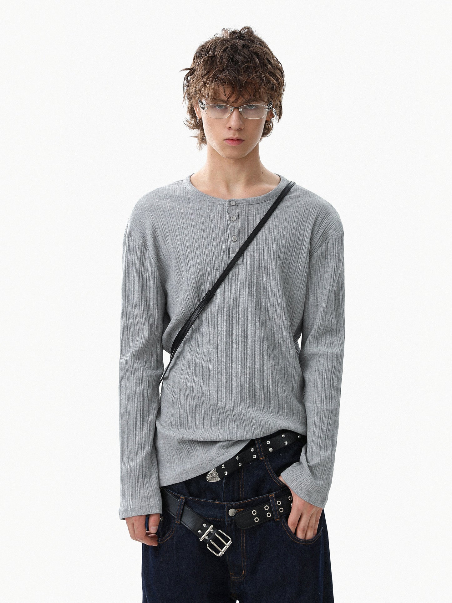 Rib Henlyneck Long Tee (3color)