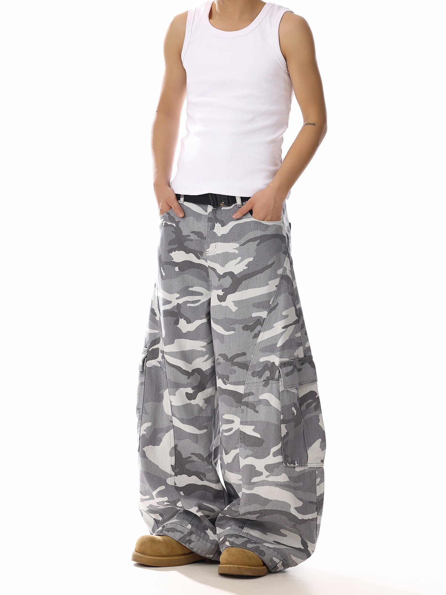 White Camoflage Cargo Denim