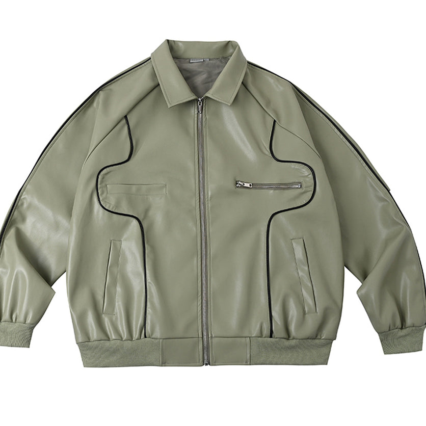 OVERSIZE ZIP LEATHER BLOUSON (3COLOR)