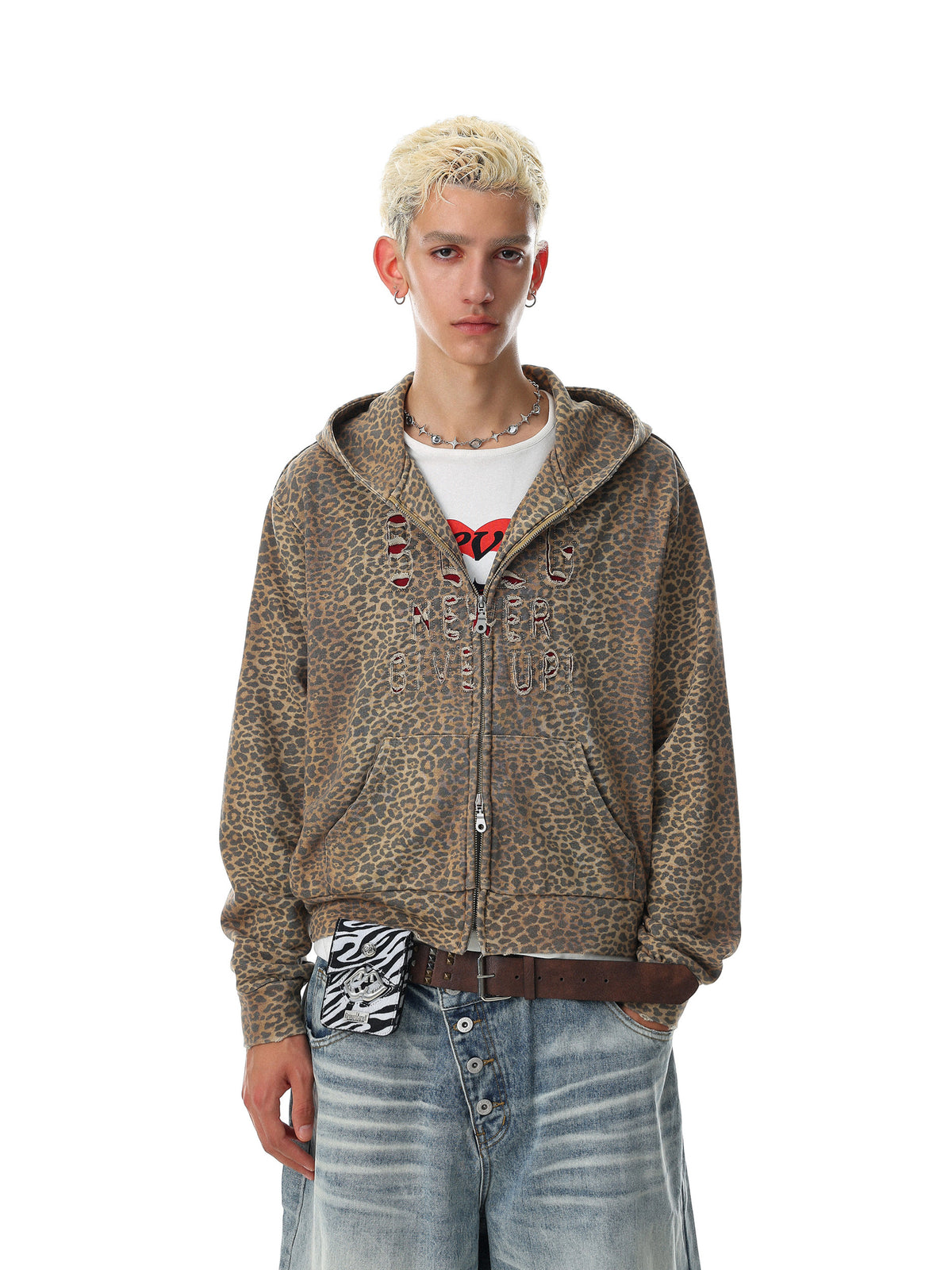 Raw-Vibe Leopard Heavyweight Sweat Hoodie