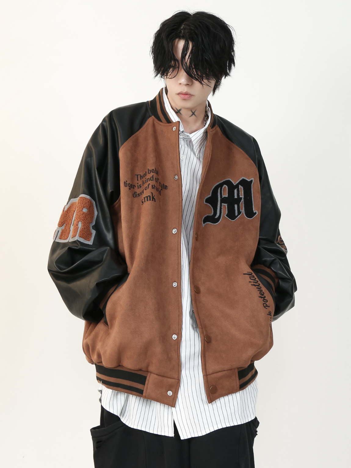 Leather Stadium Jacket (2color)