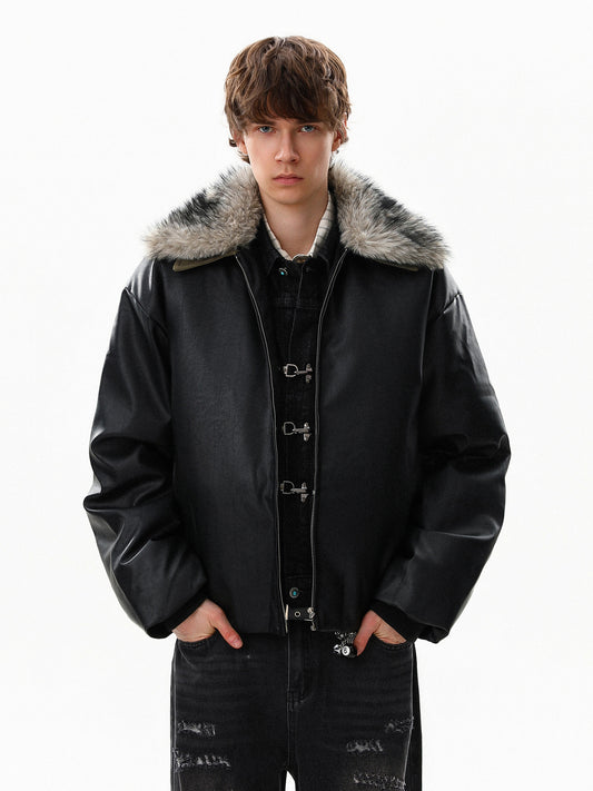 Fur Collar Leather Blouson