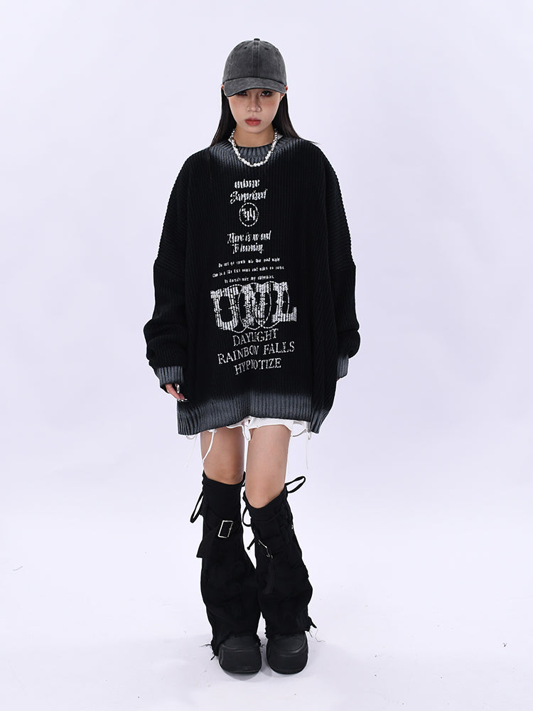 Sentence Gradation Knit Sweater (3color)