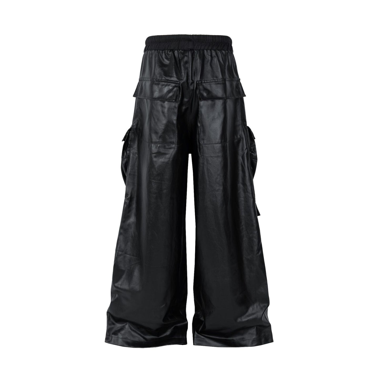 Drawstring Leather Cargo Pants