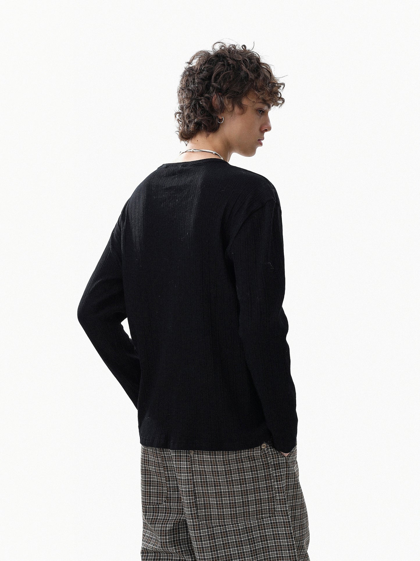 Rib Henlyneck Long Tee (3color)