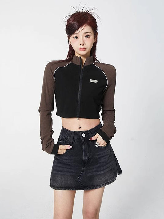 CROPPED ZIP TRACK JACKET